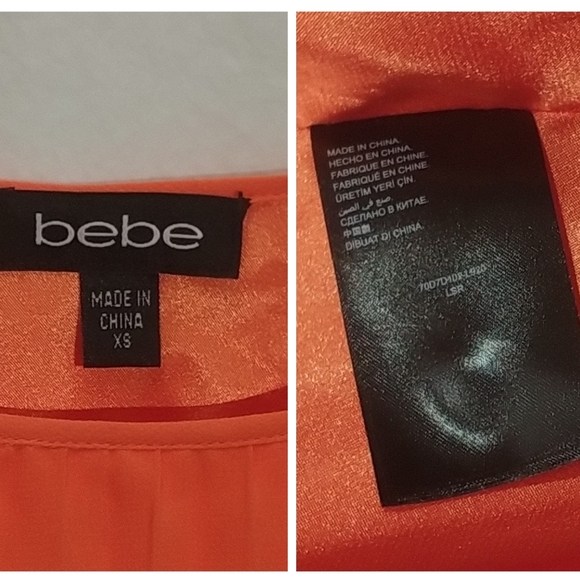 bebe Pleated Tiered Shogun Escape Dress Orange Color Size XS - Picture 4 of 4